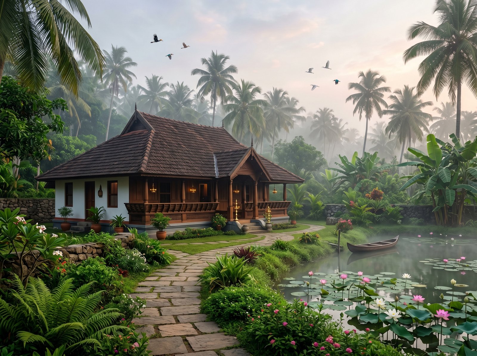 Elegant Kerala farmhouse exterior