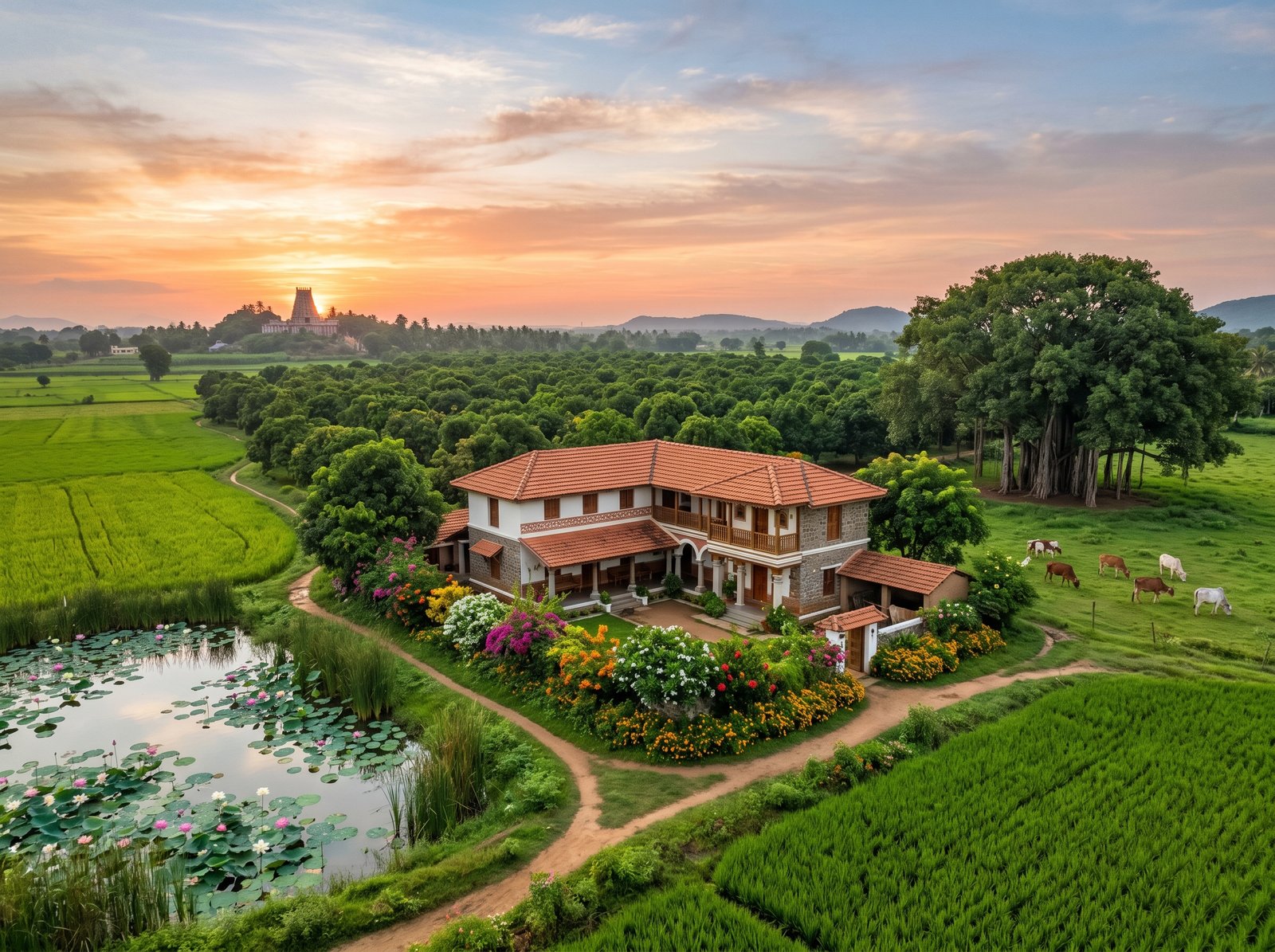 Luxury Indian farmhouse landscape