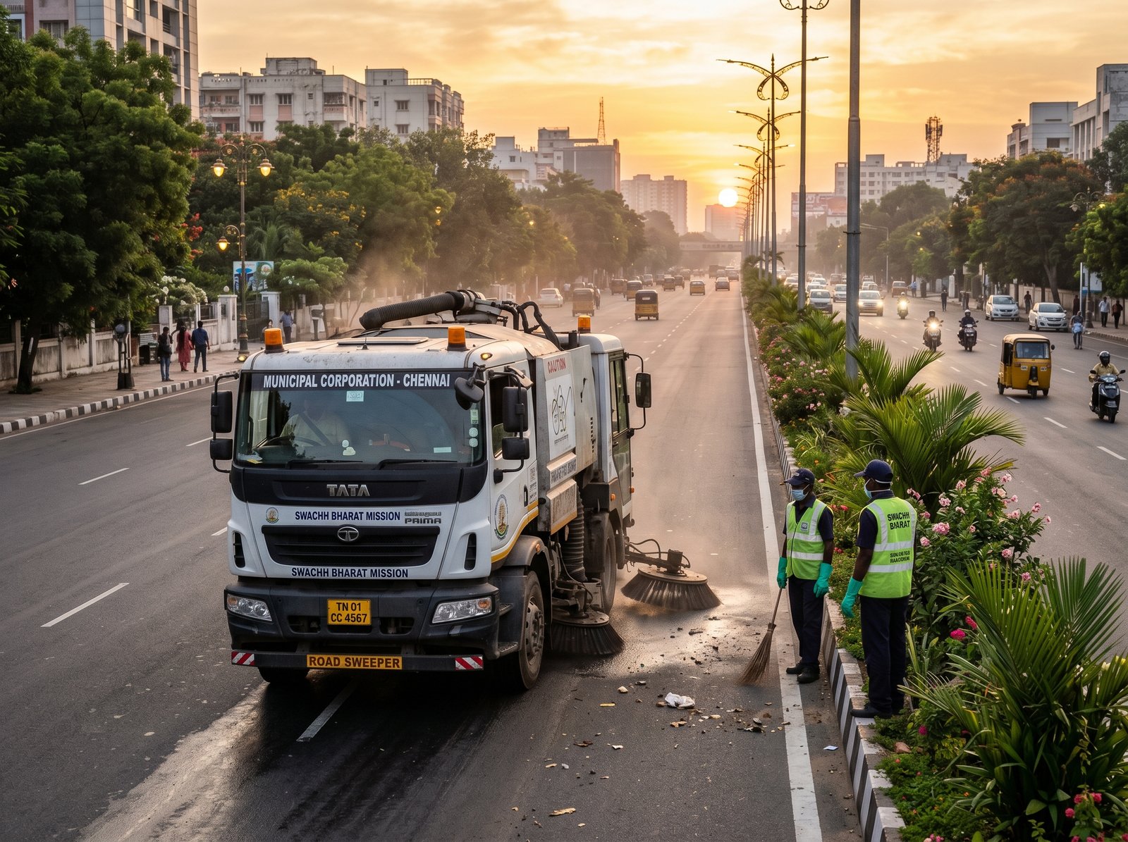 Smart road cleaning vehicle